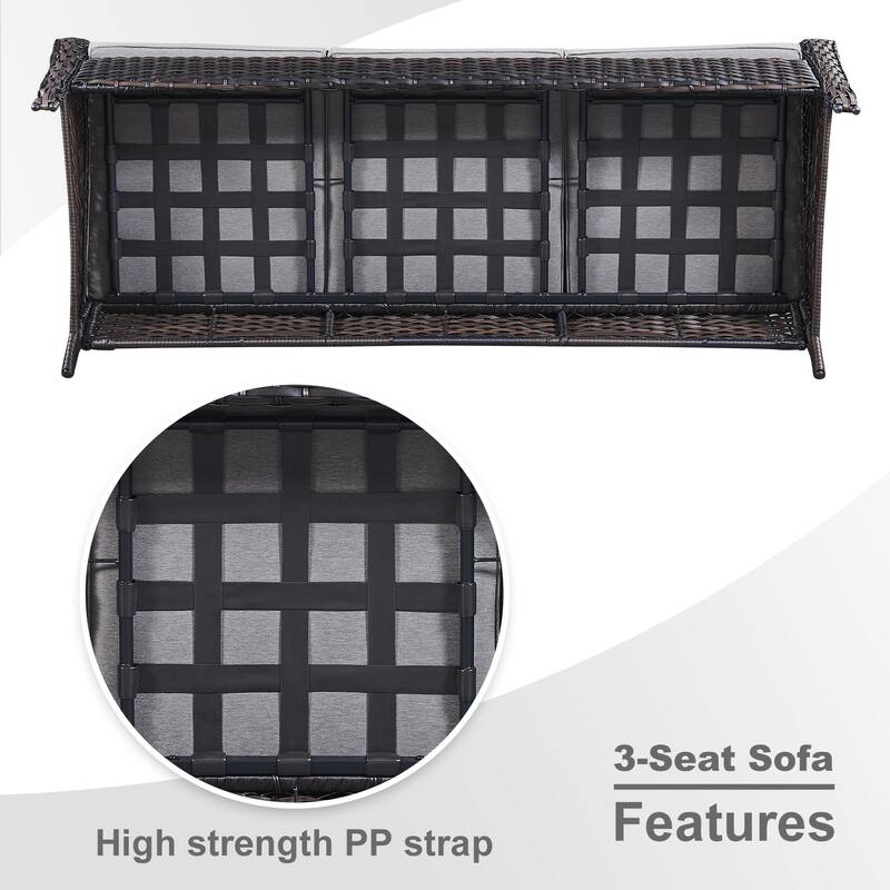 Pocassy 7PCS Outdoor Sofa Swivel Chairs with Fire Pit Table
