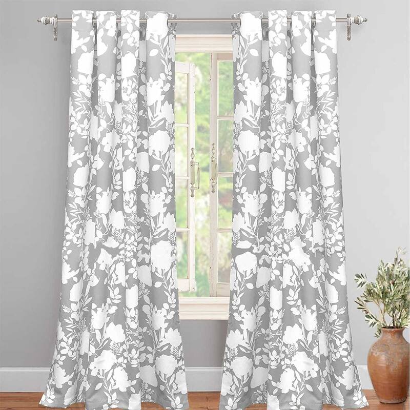 Porch & Den Nolana Floral Room-darkening Grommet Curtain Panel Pair