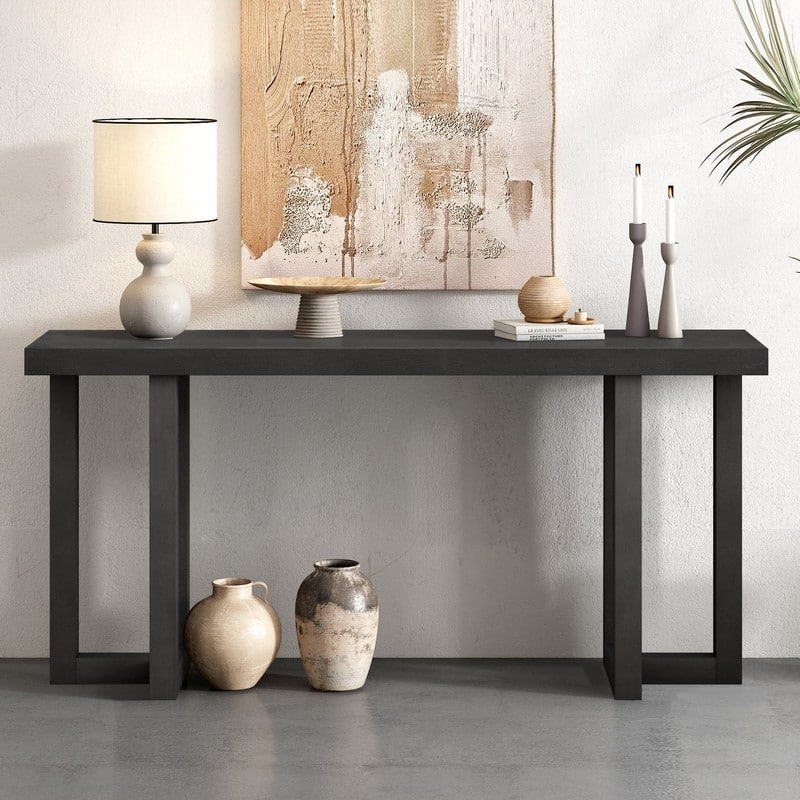 63" Long Console Table with Solid Pine Legs for Entryway Hallway Living Room or Bedroom Use