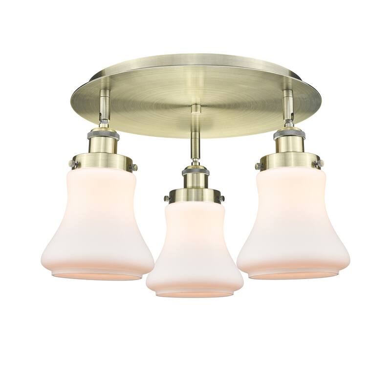 Innovations Lighting Bellmont - 3 Light 18" Flush Mount - Antique Brass/Matte White