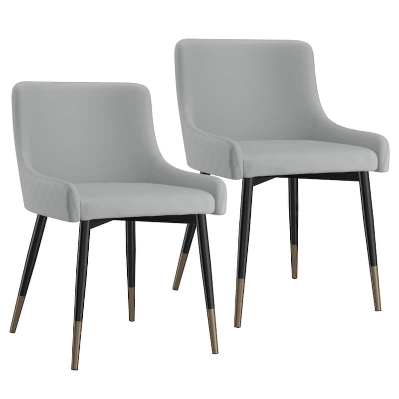 Set of 2 Modern Faux Leather and Metal Side Chair