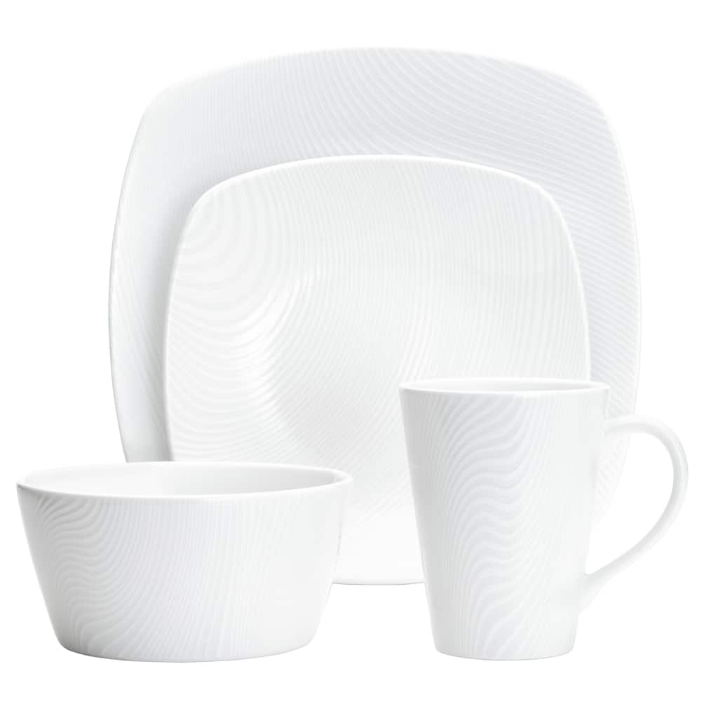 Noritake Colorscapes White-on-White Dune 4-Piece Square Place Setting, Service for 1