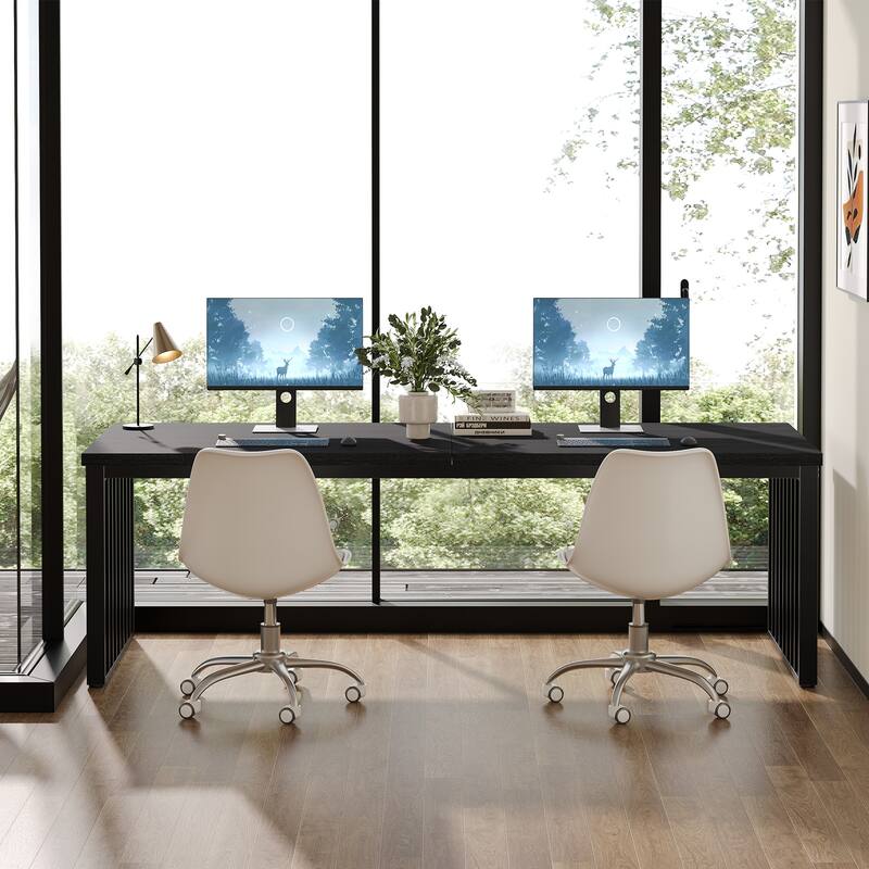 78.7-Inch 2 Person Computer Desk, Wood Writing Executive Desk for Home Office