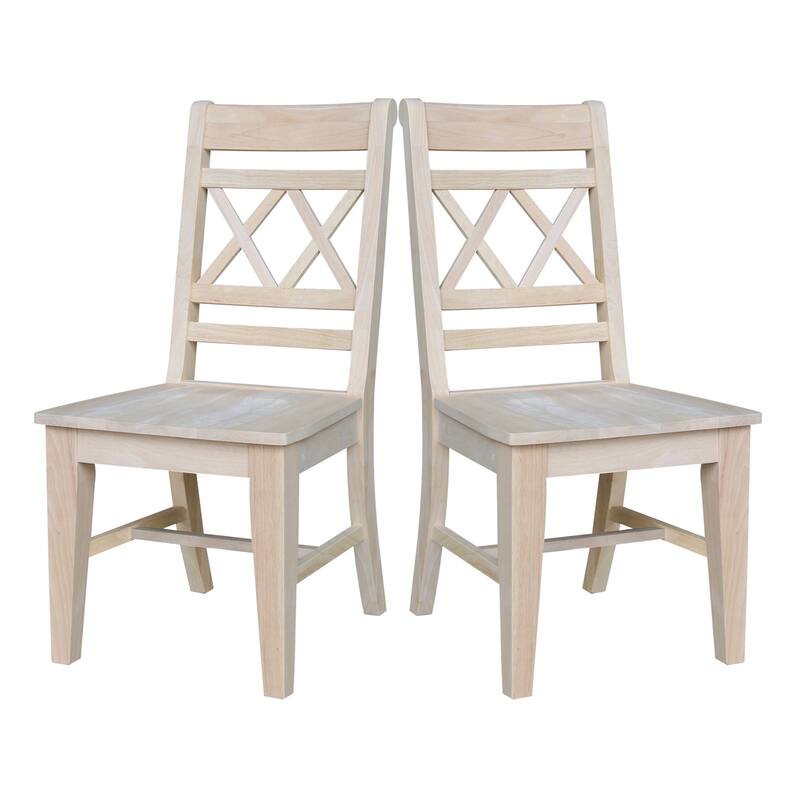 Solid Wood Double X-Back Dining Chairs, Set of 2