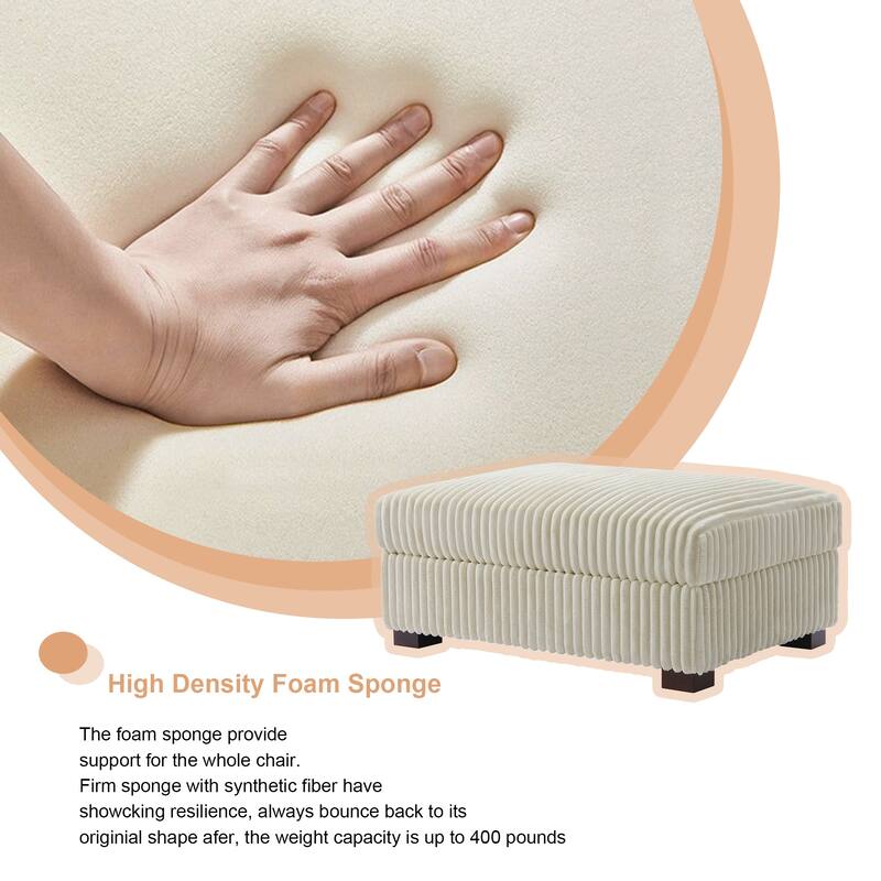 41" W Plush Corduroy Upholstered Rectangular Ottoman