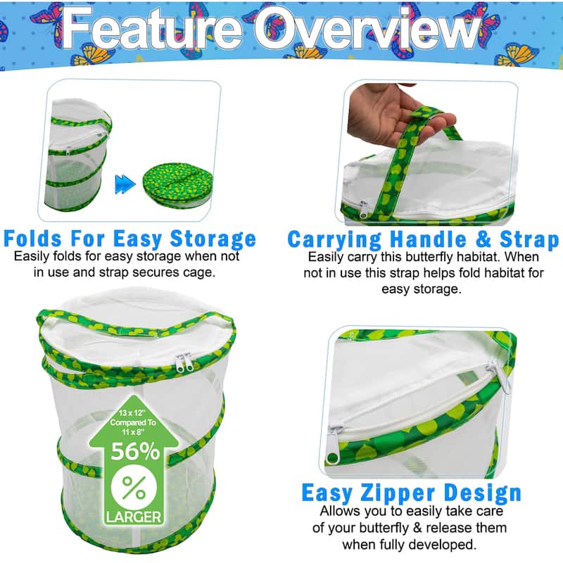 Butterfly Growing Garden Habitat Kit - Large Butterfly Garden and Caterpillar Growing Enclosure for Kids
