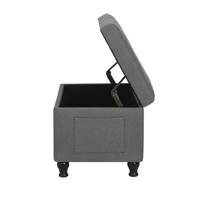 Adeco Tufted Storage Ottoman Bench for Living Room Bedroom