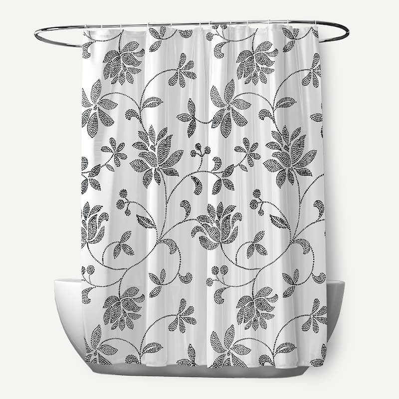 Traditional Floral Shower Curtain - Black