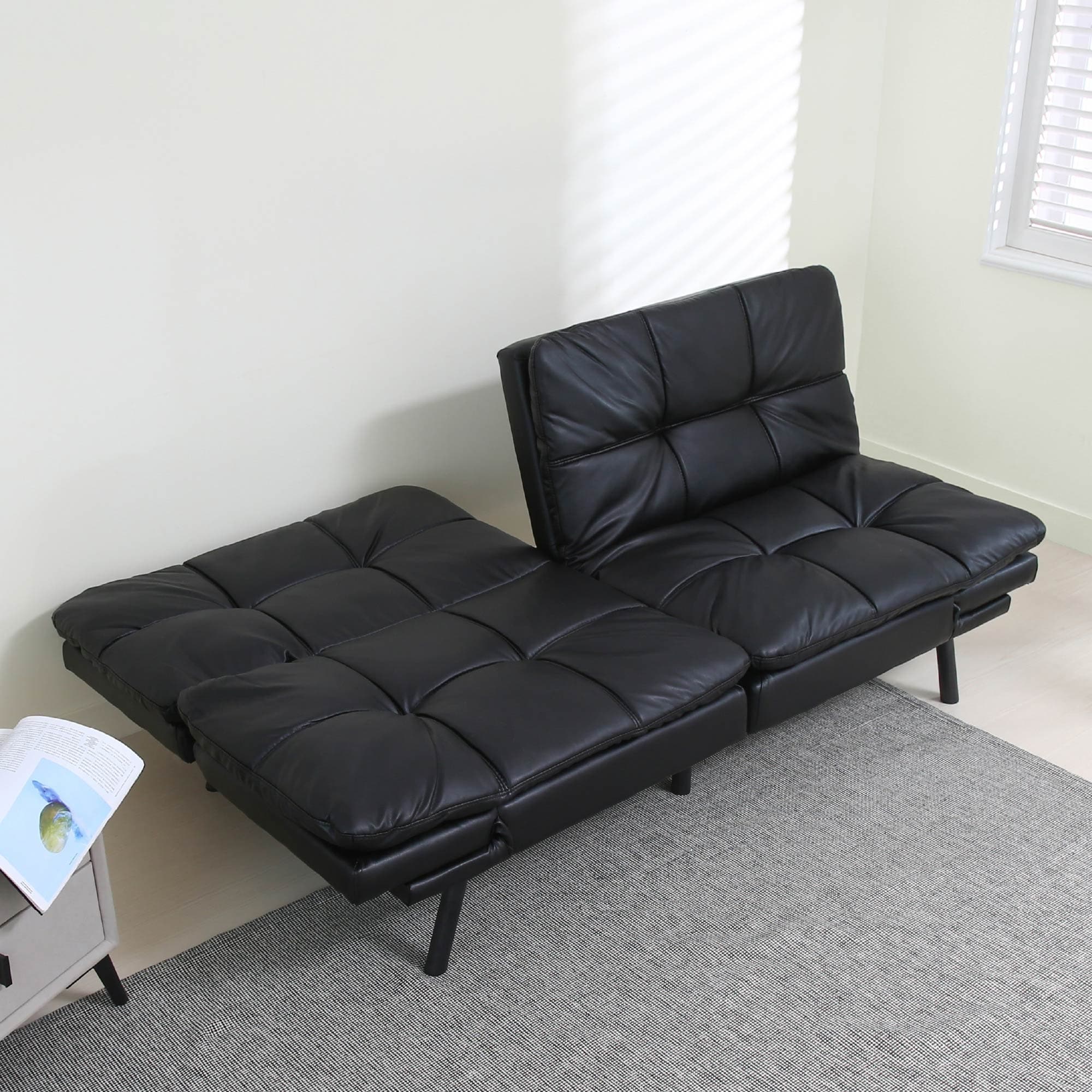 Convertible Memory Foam Futon Couch Bed Safety and Comfort Black