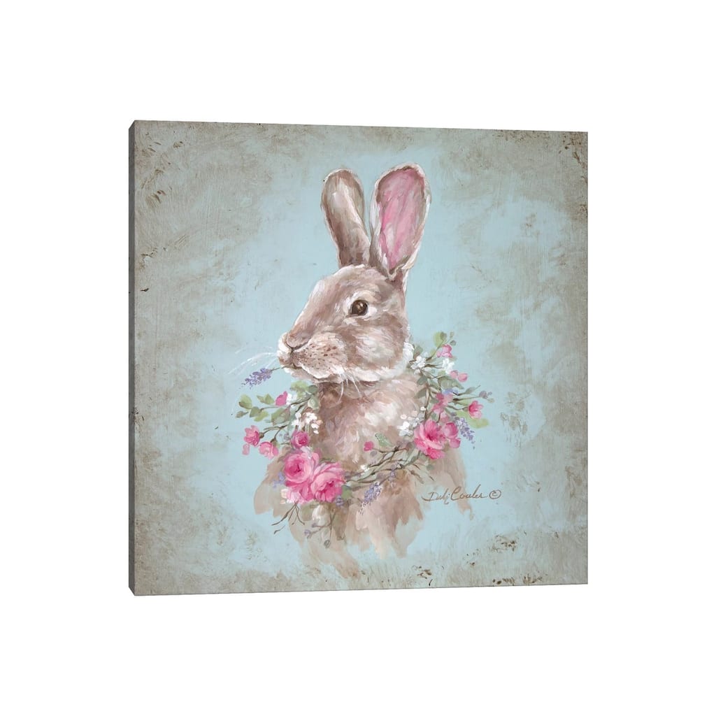 iCanvas "Bunny With Wreath" by Debi Coules Canvas Print