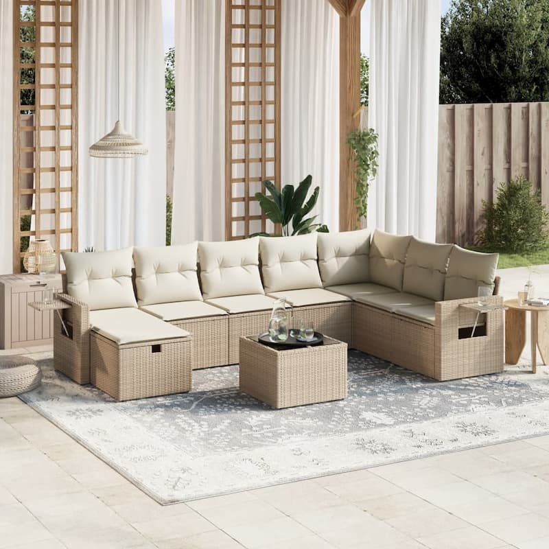 vidaXL Garden Sofa Set - Beige and cream Large  - form2