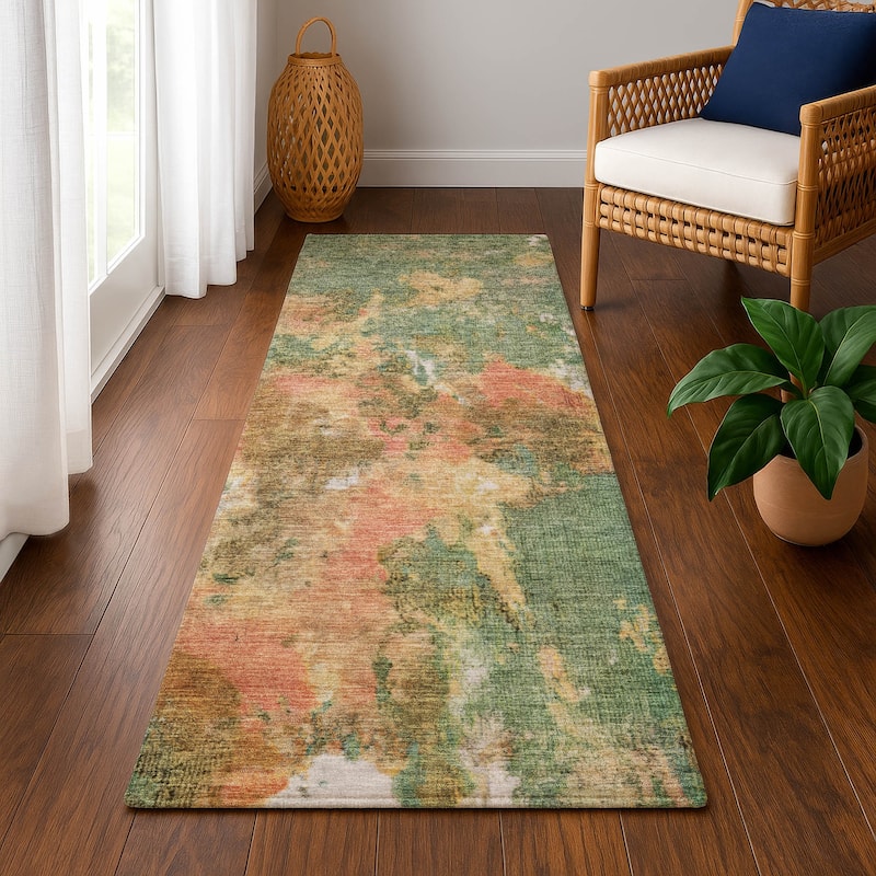 Premium Washable Super Soft Abstract Mayfield Rug - Fern - 2'3" x 7'6"