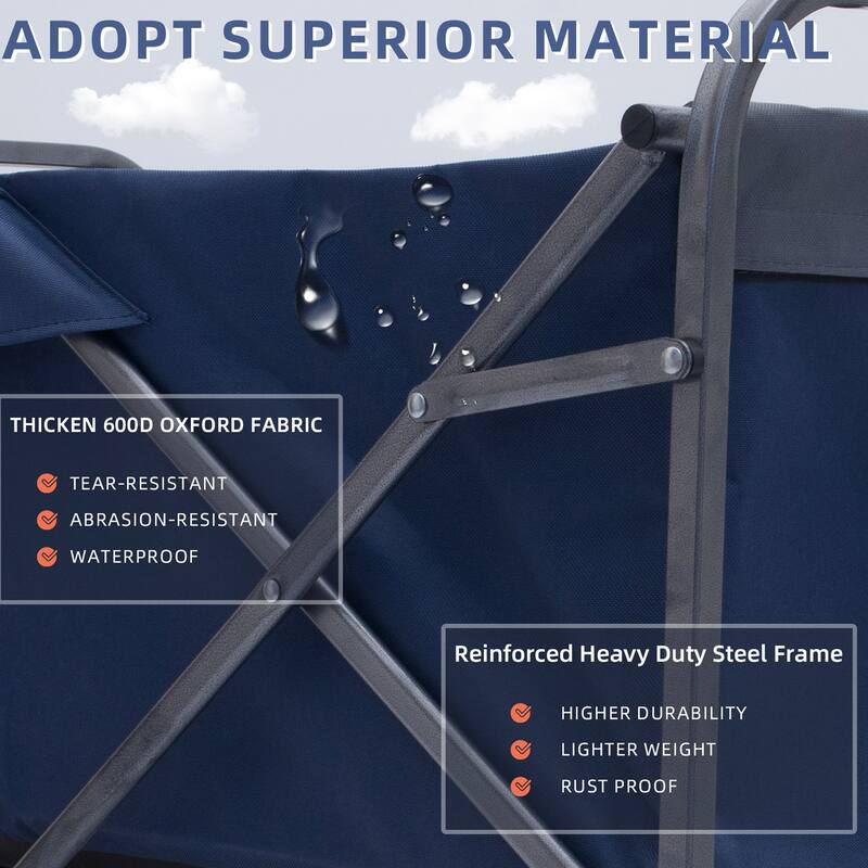 Collapsible Outdoor Wagon - 150 lb Load, Durable 600D Fabric, Easy Setup, Ideal for Sports, Groceries, and Park Trips - Steel