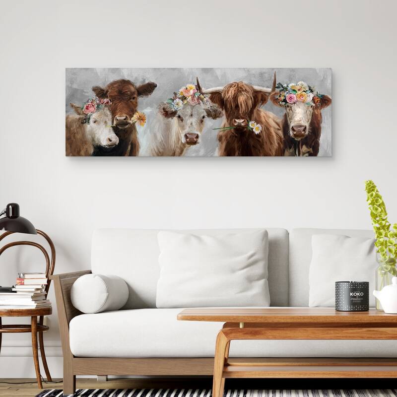 Moo Review by Studio Arts Canvas Art Print - Brown