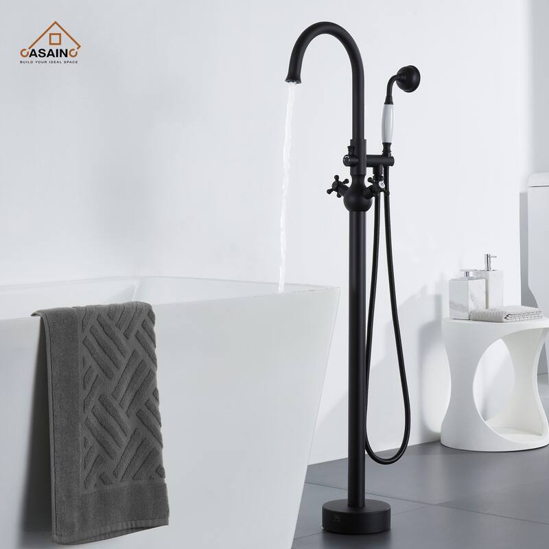 Freestanding 2-Handles Bathtub Faucet with Hand Shower