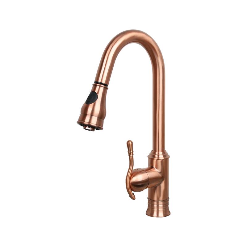 Copper Kitchen Faucet with Single Level handle and Pull Down Sprayer