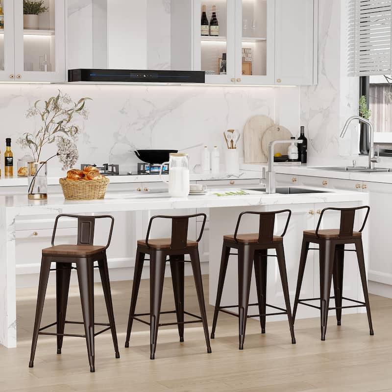 bar stools with backs set of 4 Counter Bar Stools with Wood metal stools