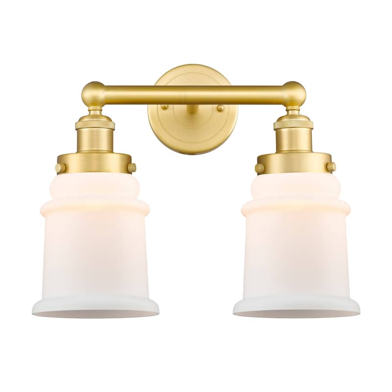 Innovations Lighting 616-2W-13-15 Canton Vanity Canton 2 Light 15" - Satin Gold / Matte White