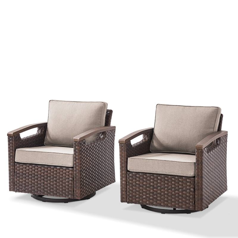 Outdoor 360° Swivel Chair with Beige Cushion