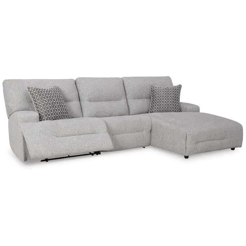 Signature Design by Ashley Acklen Place Light Gray 3-Piece Power Reclining Sectional - 115" W x 71" D x 42" H