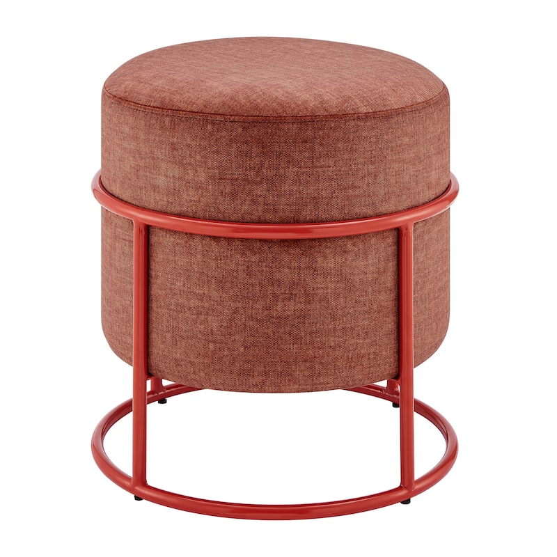 NPD Furniture Ophelia Velvet Round Ottoman with Metal Frame