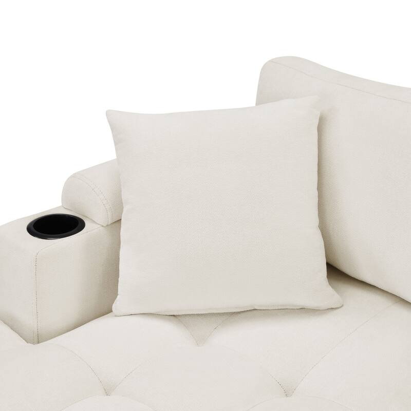 Oversized Corner Sectional, Modern U-Shaped Sectional Sofa with Built-in Storage Boxes and Dual Cup Holders, USB Ports, Pockets