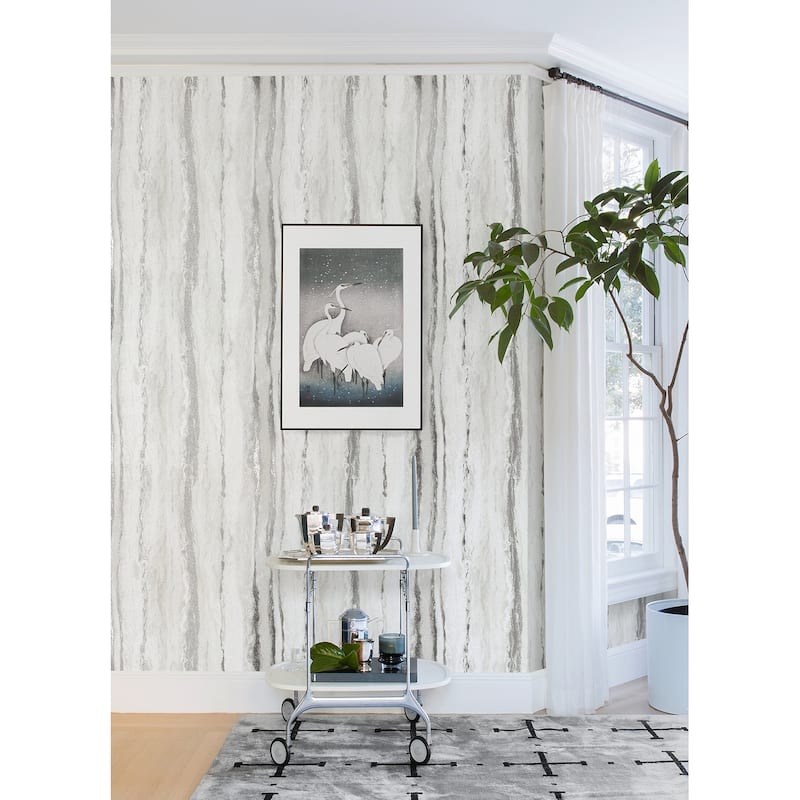 Abstract Joliet Delesse Platinum Marbled 33' L X 20.9" W Wallpaper Roll - Platinum