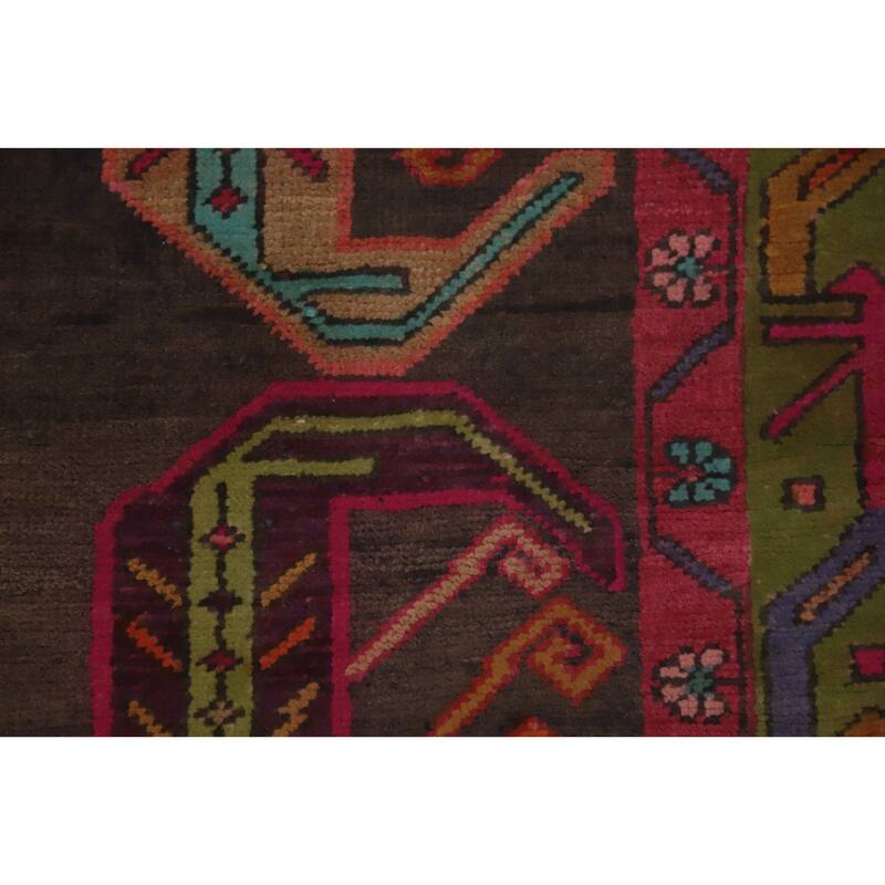 Hand Knotted Oriental 100% Wool Carpet Traditional Tribal Greys & Charcoal Ardebil Runner Rug - 10' 8'' X 3' 7''
