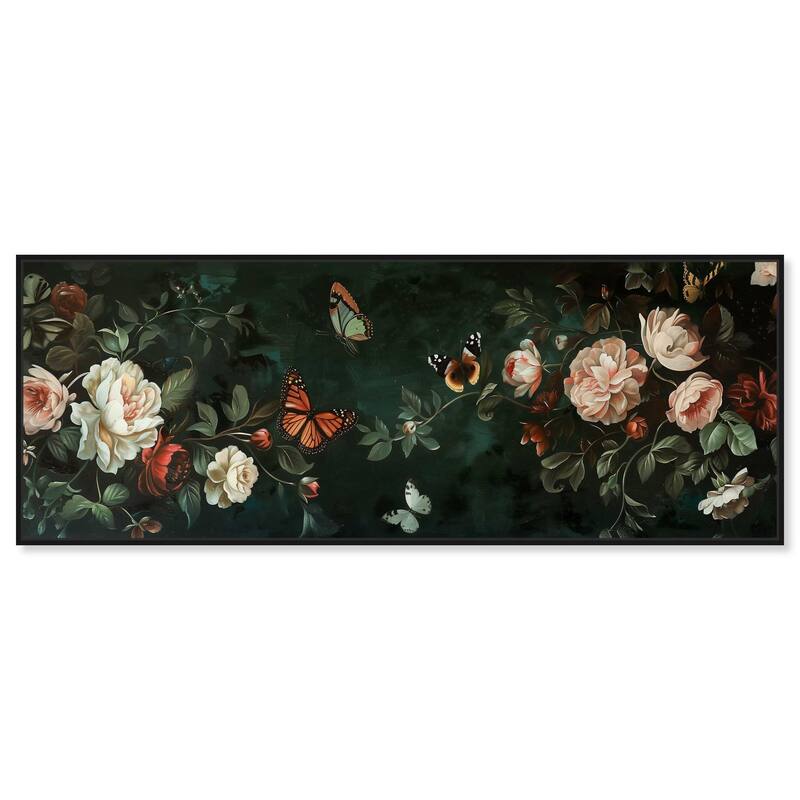 Emerald Floral Panoramic Canvas by Art Remedy - Black - 54" x 20"