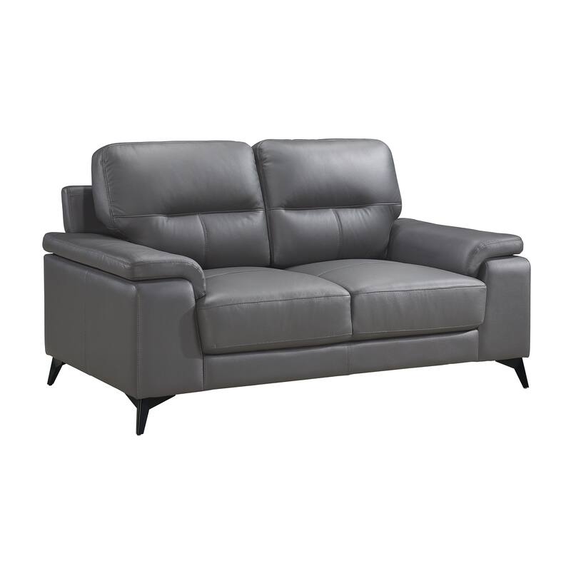 Socorro Leather Loveseat - Dark Grey