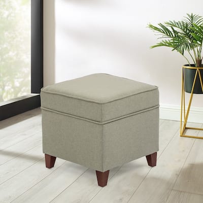 Adeco Ottoman Storage Chest Footrest - Square Seat (Light Grey)