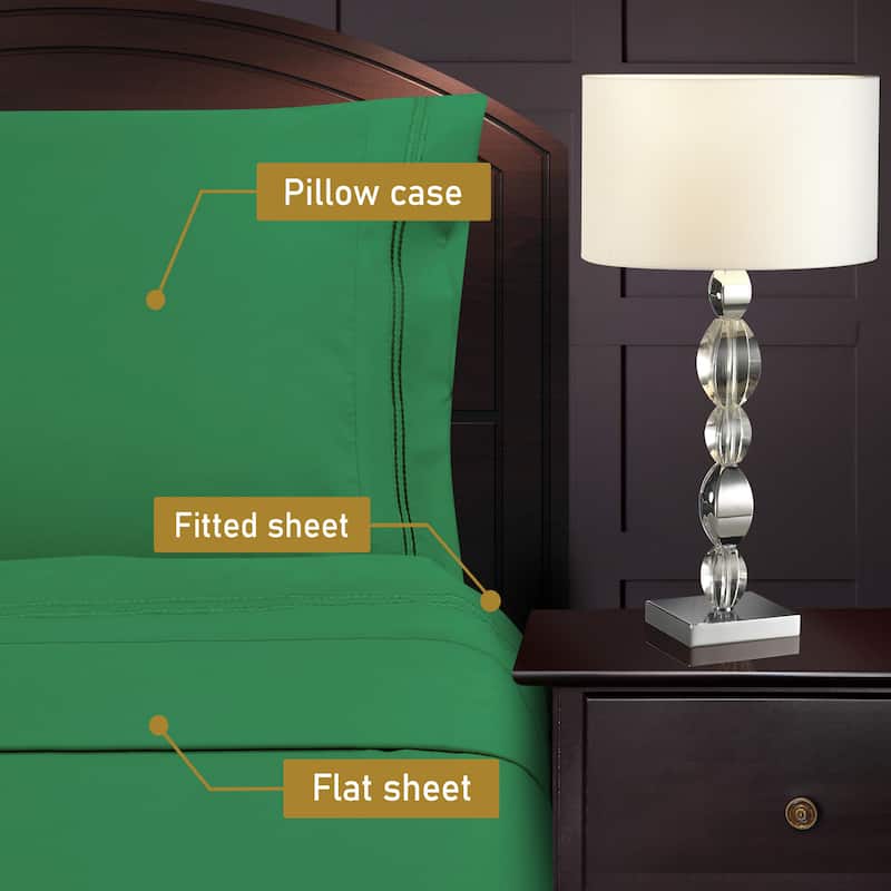 Superior Wrinkle Resistant Embroidered Microfiber Bed Sheet Set