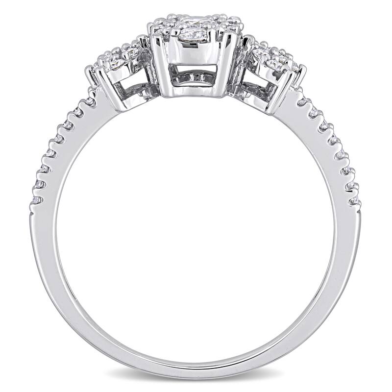 Miadora 10k White Gold 1/2ct TDW Diamond Floral Halo Engagement Ring