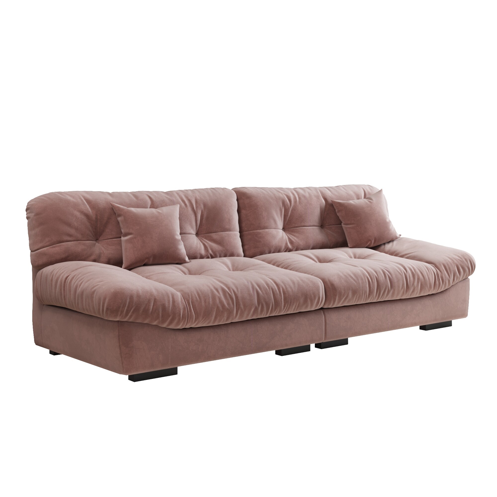 Modern Minimalist Corduroy Loveseat Sofa with Two Small Pillows - Bed Bath  & Beyond - 39595782