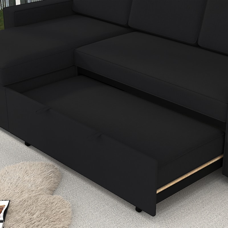 L-Shaped Couch Convertible Sofa Bed with Storage Chaise