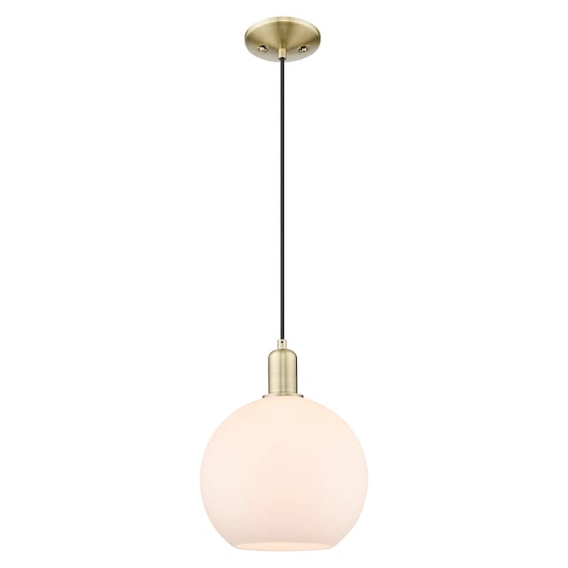 Innovations Lighting Endless Possibilities Arcadia - Athens - 1 Light 10" Cord Hung Mini Pendant - Antique Brass/Matte White
