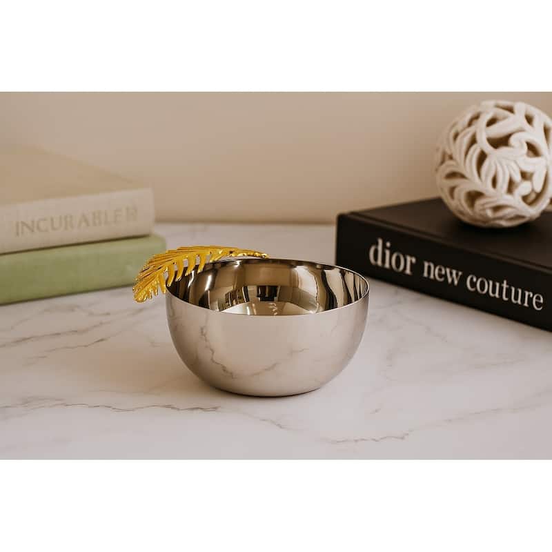 Round Bowl with Gold Fern 6.5" dia