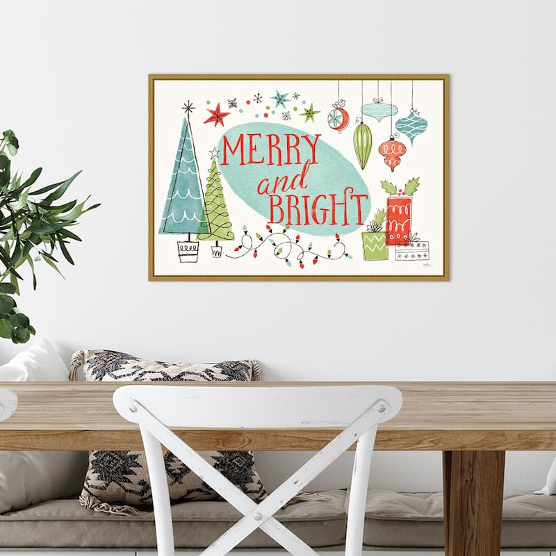 Merry and Bright Christmas Tree by Janelle Penner Framed Canvas Art