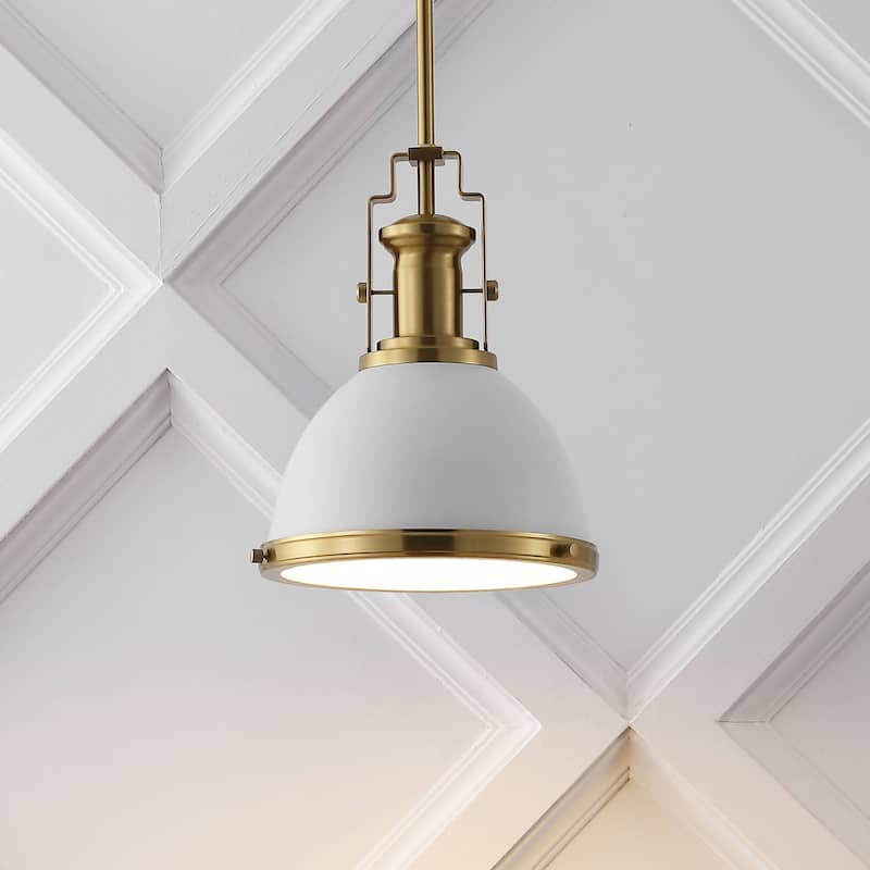 Deere Adjustable Iron/Glass Vintage LED Dome Pendant, by JONATHAN Y