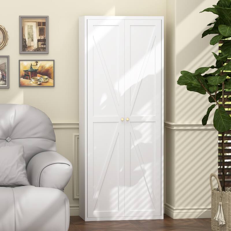 2 Doors Metal Storage Cabinet Kitchen Pantry Cabinet With Adjustable Shelves Tall Steel Cabinet Locker
