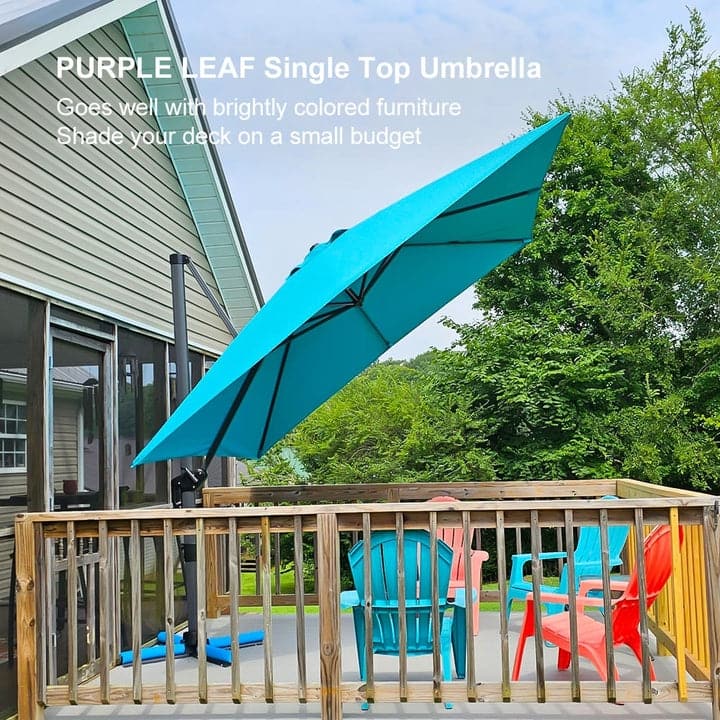 PURPLE LEAF 8 ft Square 360 Degree Rotation Patio Cantilever Umbrella