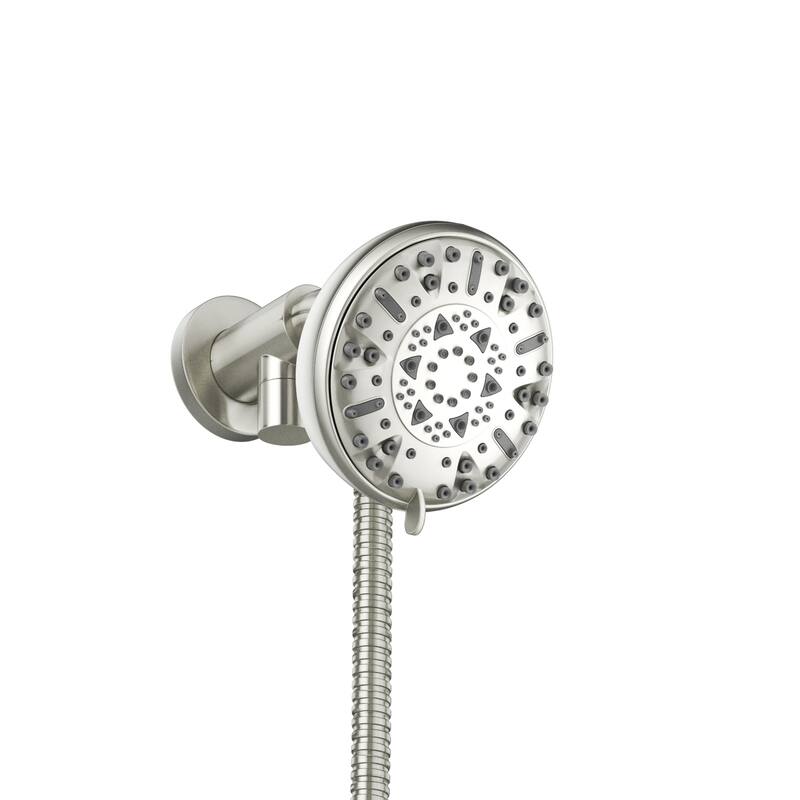 Retreat 4-in Multi-function Showerhead Shower System with Slide Bar and Multi-function Handshower Brushed Nickel 1.8 GPM
