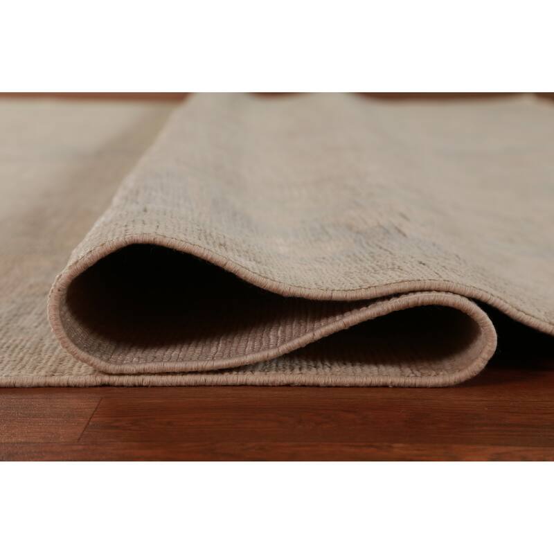 Hand Knotted Oriental 100% Wool Carpet Transitional All-Over Beige & Ivories Oushak Area Rug - 11' 8'' X 8' 11''