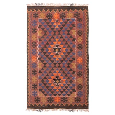 ECARPETGALLERY Flat-Weave Shirvan Brown Wool Kilim - 3'0 x 5'3