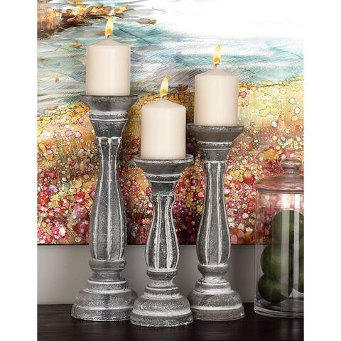 Pine Traditional Candle Holder (Set of 3) - S/3 15", 13", 11"H