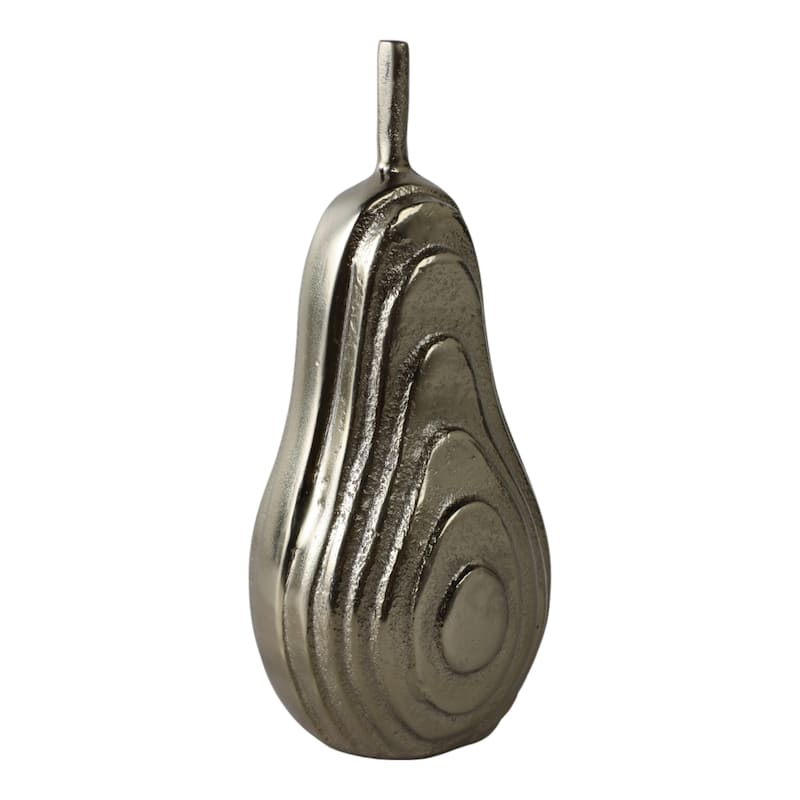 Aluminum Oval Pear Sculpture with Modern Textured Design - 8" Gold - 4" x 4" x 8"