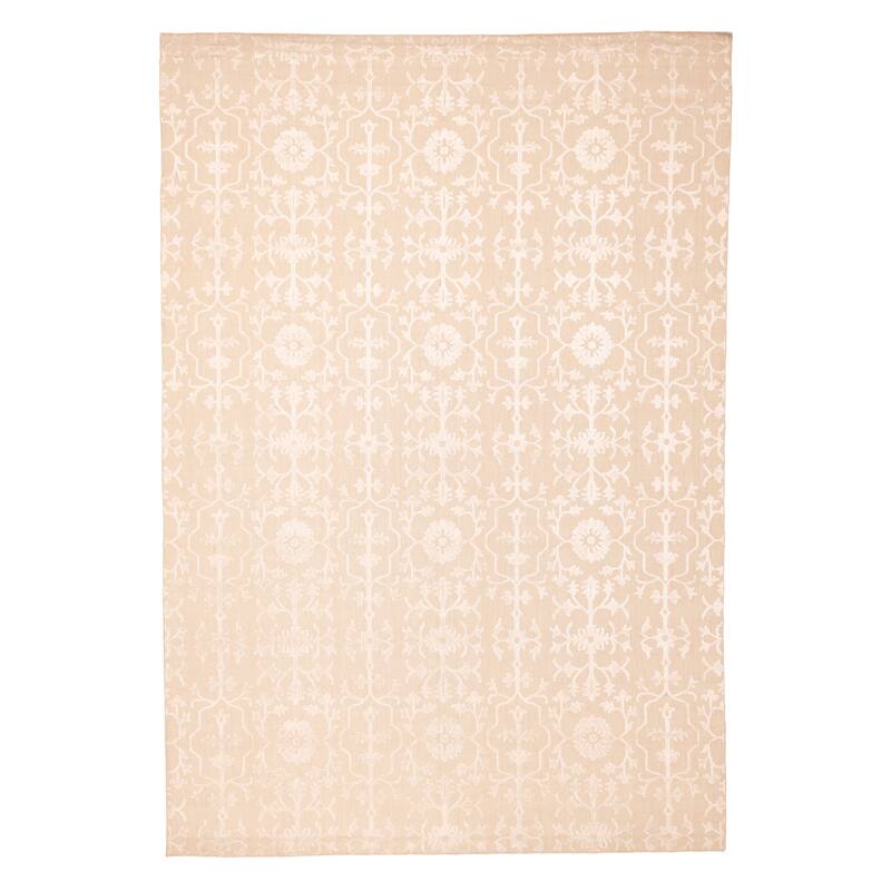 ECARPETGALLERY Hand Loomed Elysian Beige, Ivory Viscose, Wool Rug - 8'3 x 11'10