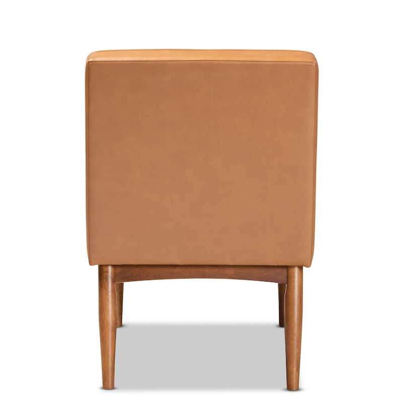 Modern Dining Chair - Faux Leather Upholstered Wood Chair - Mid Century Style - Dark Brown Finish - 31.5