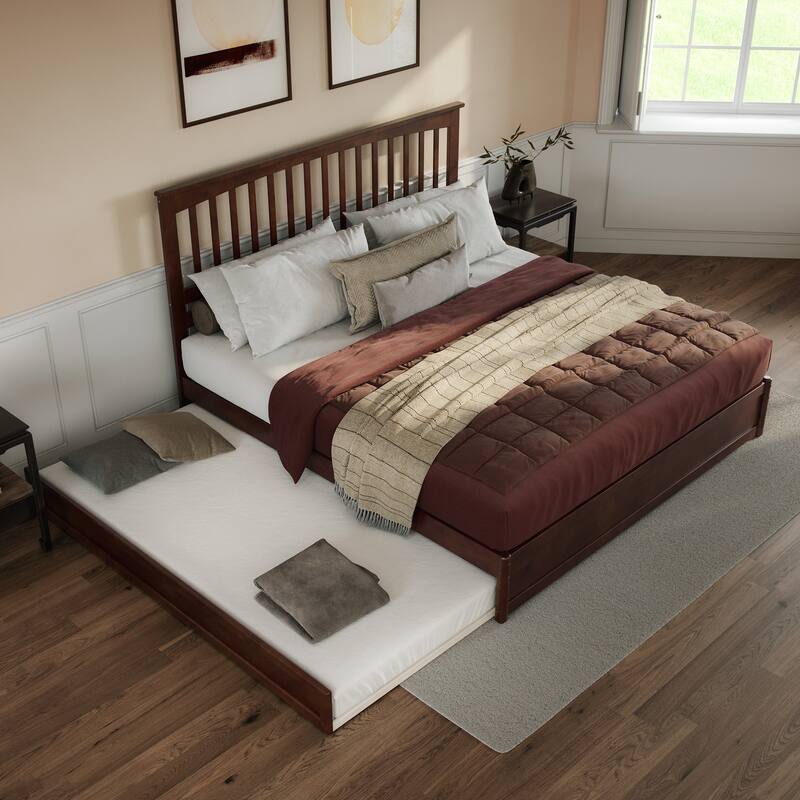Everett Platform Bed with Panel Footboard and Twin XL Trundle