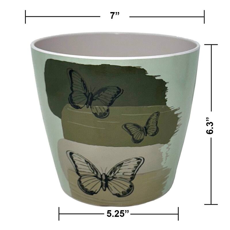 7" Round Self-Watering Indoor/Outdoor Bamboo Pots